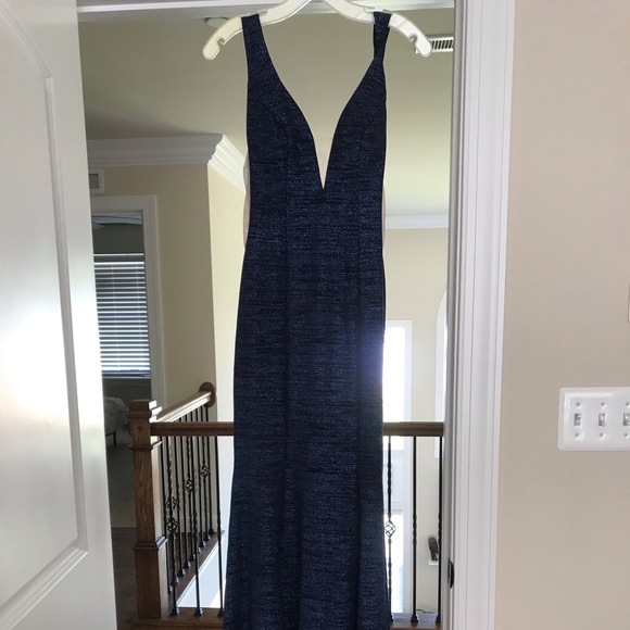 Navy Blue Mermaid Prom Dress - Picture 1 of 8
